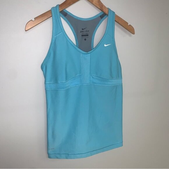 Nike Tank Top Built-in Sports Bra Lightly Padded Racerback Blue Women Size Small - Picture 3 of 7